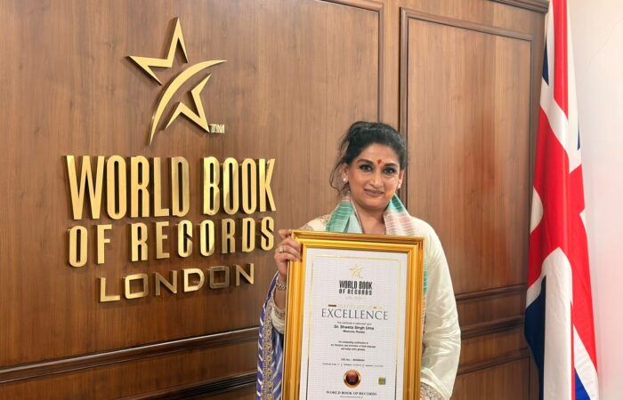 Dr. Shweta Singh Uma Honoured by World Book of Records for Global Promotion of Hindi and Arts