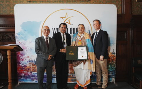 HDH Shashthpithadishwar Pujya Pad Goswami 108 Shri Dwarkeshlalji Maharajshri honoured at World Book of Records 10th Summit and Award Ceremony at UK Parliament