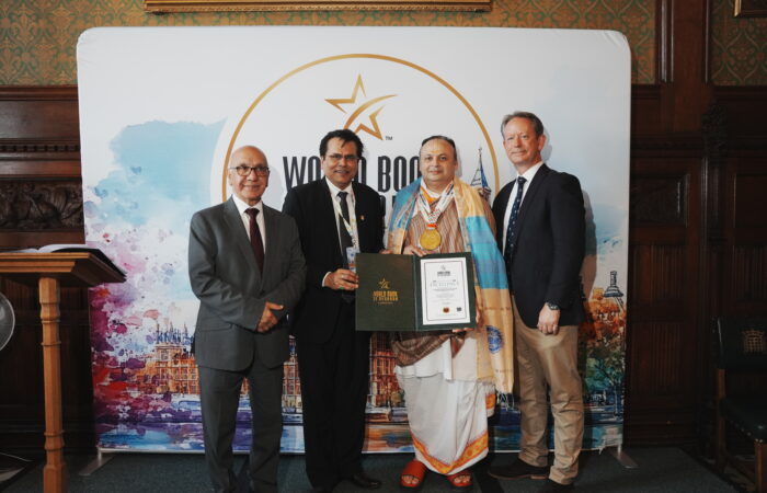 HDH Shashthpithadishwar Pujya Pad Goswami 108 Shri Dwarkeshlalji Maharajshri honoured at World Book of Records 10th Summit and Award Ceremony at UK Parliament